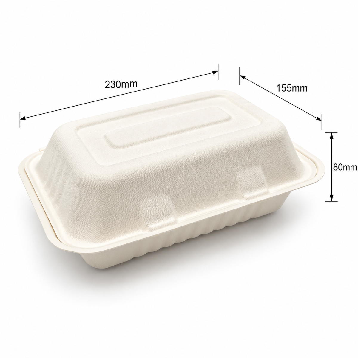 9x6 Bagasse Clamshell Meal Box-Sugarcane Fibre Takeaway Container 250pk