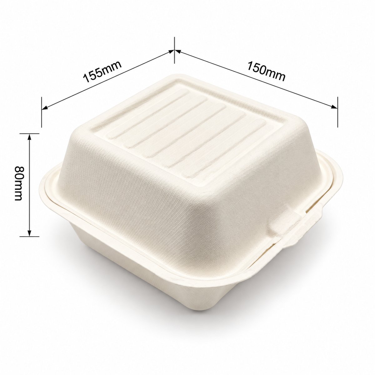 6x6" Bagasse Burger Box - Sugarcane Takeaway Container 500pk