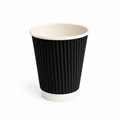 12oz Ripple Wall Black Paper Coffee Cups-500pk