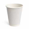 12oz Ripple Wall White Paper Coffee Cups-500pk